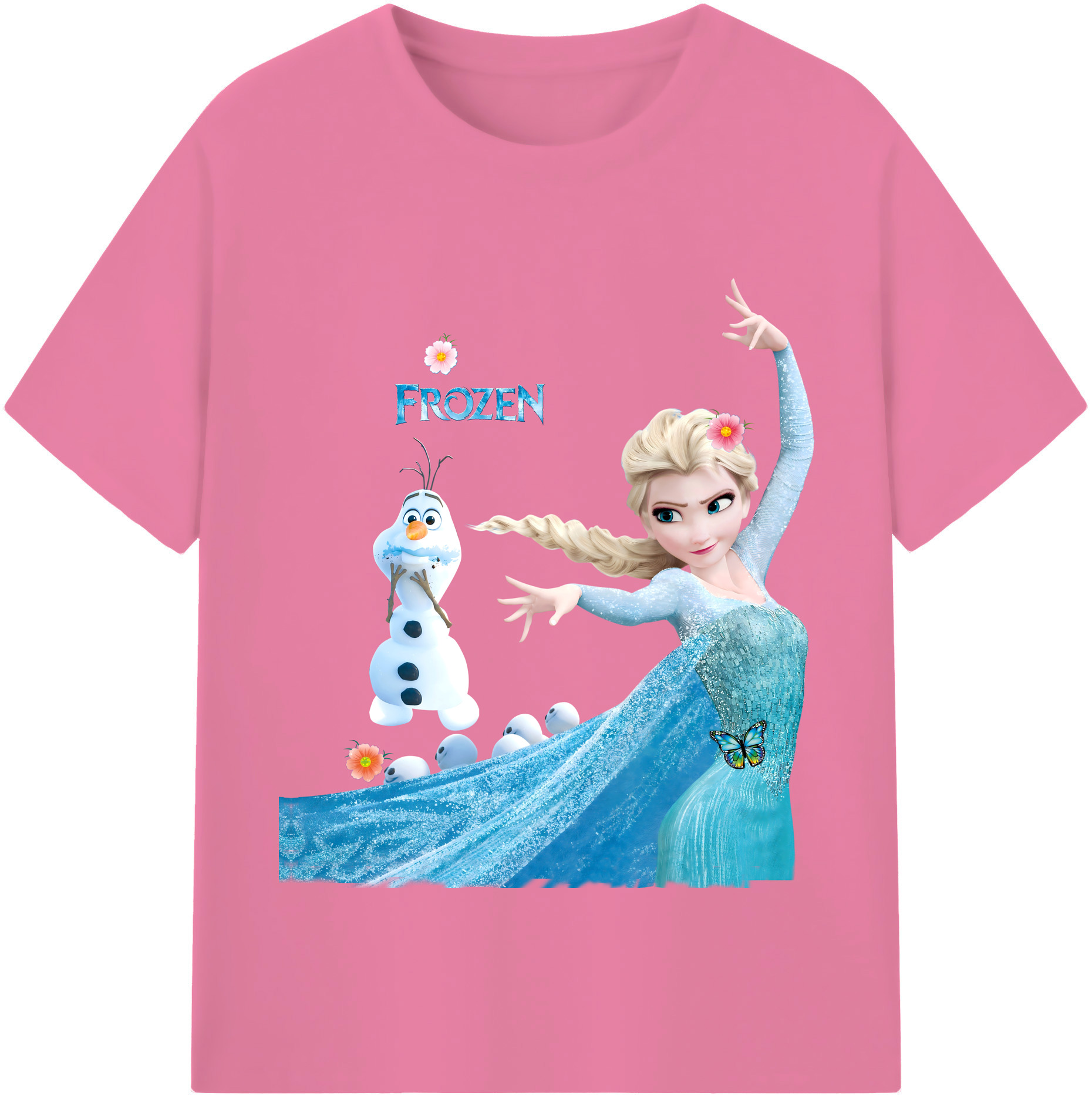 （画像用） アナと雪の女王 アンナ エルサ Frozen Anna Elsa 綿100％半袖Tシャツ（フロントプリント）